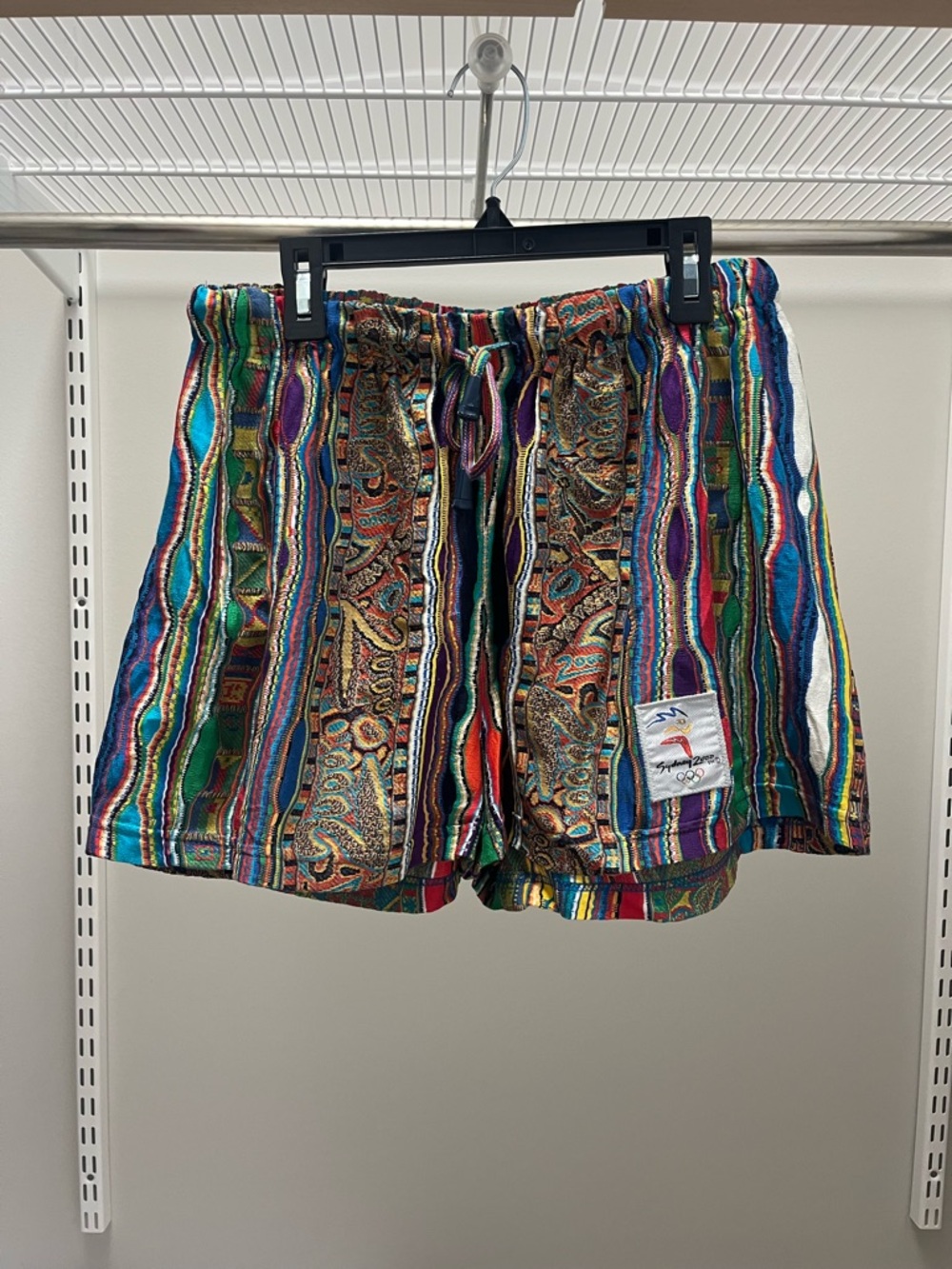 COOGI Sydney, Australia 2000 Multicolor Striped & Paisley Print Drawstring Short